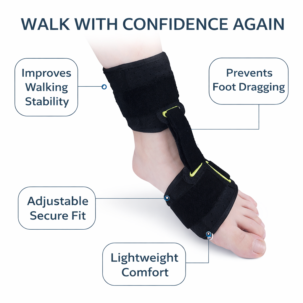 Liftora Foot Drop Brace | Adjustable Ankle Support for Walking & Recovery